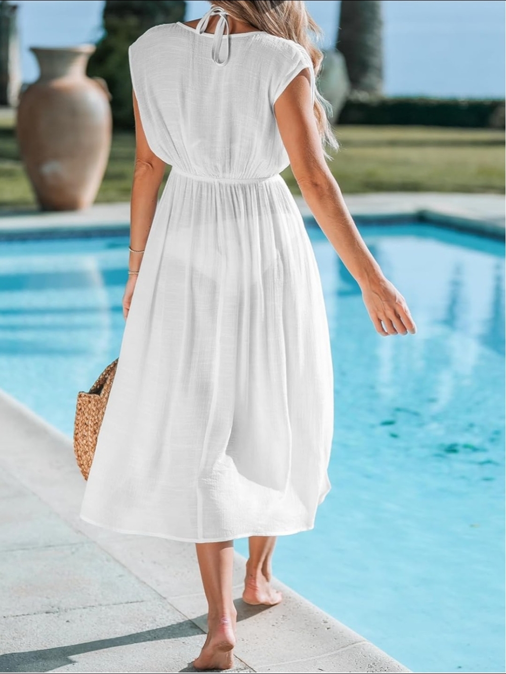 Cupshe Women's Tie-Waist Swim Coverup Midi Split Dress - Picture 2 of 8